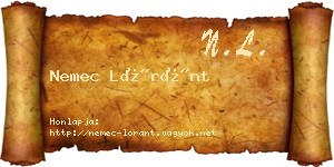 Nemec Lóránt névjegykártya